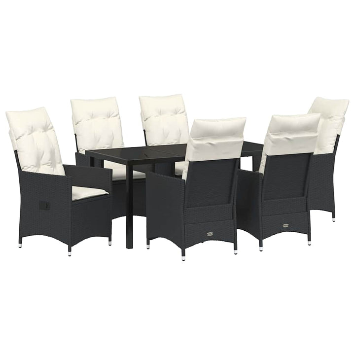 Have Spisebordssæt med pude 7 pcs Sort polyrattan