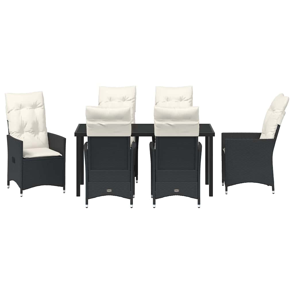 Have Spisebordssæt med pude 7 pcs Sort polyrattan