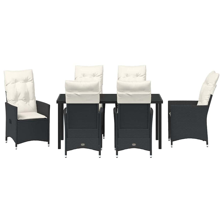 Have Spisebordssæt med pude 7 pcs Sort polyrattan