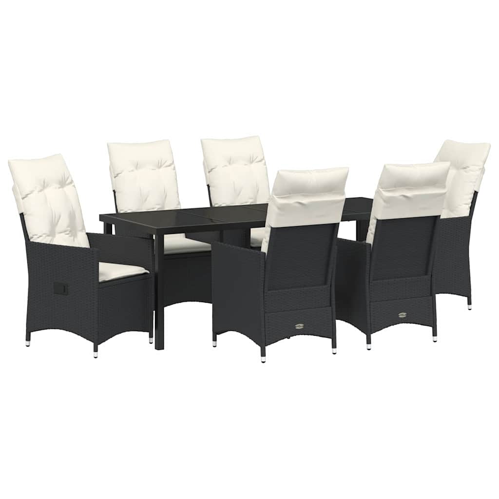 Have Spisebordssæt med pude 7 pcs Sort polyrattan