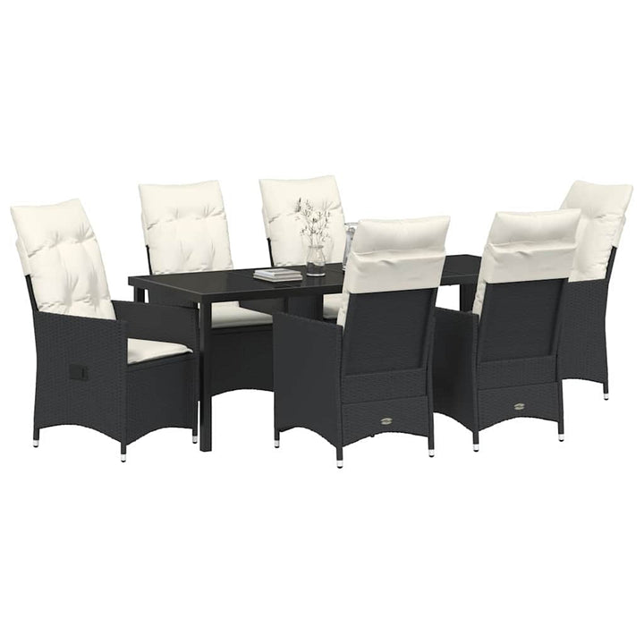 Have Spisebordssæt med pude 7 pcs Sort polyrattan