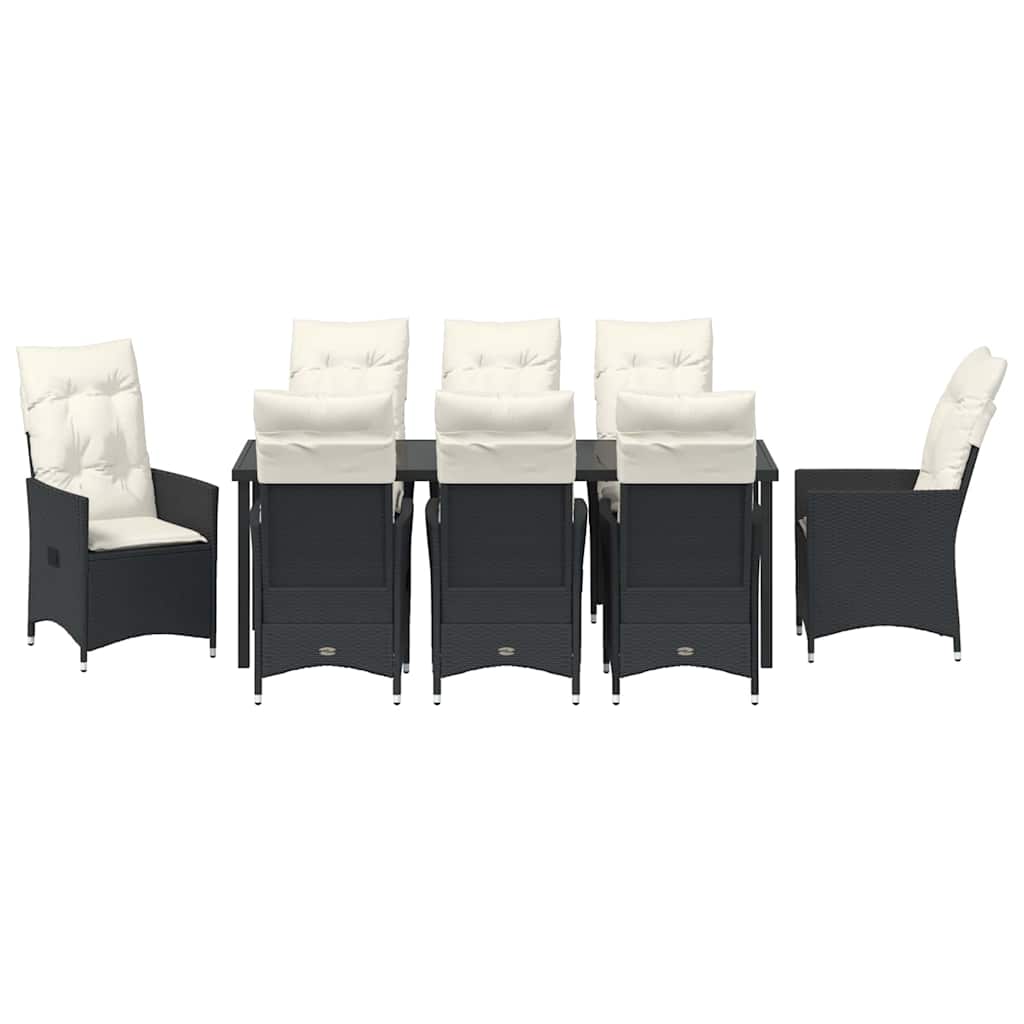 Have Spisebordssæt med pude 9 pcs Sort polyrattan