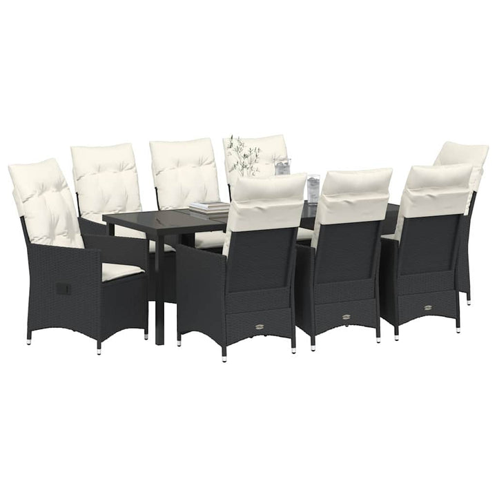 Have Spisebordssæt med pude 9 pcs Sort polyrattan