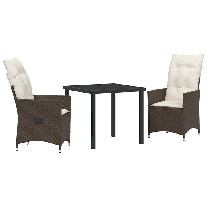 Have Spisebordssæt med pude 3 pcs Brun polyrattan