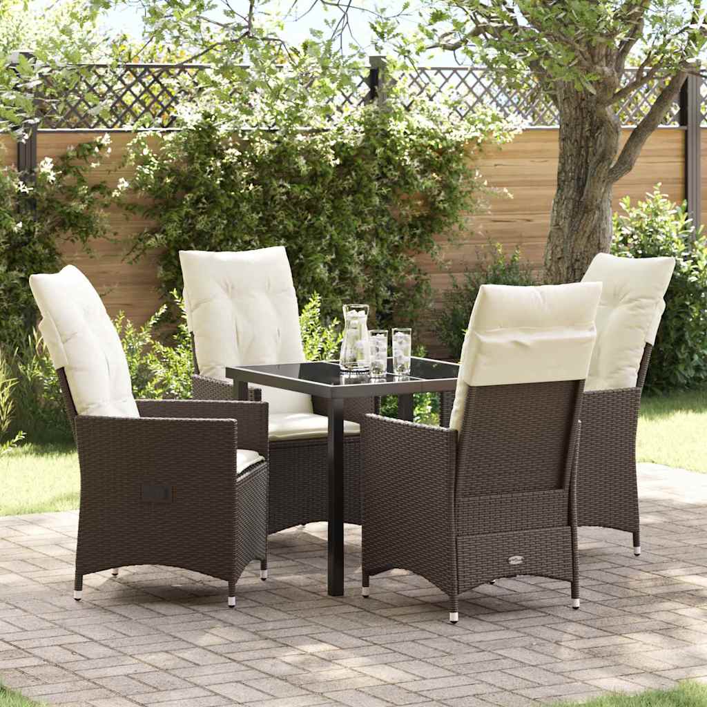 Have Spisebordssæt med pude 5 pcs Brun polyrattan