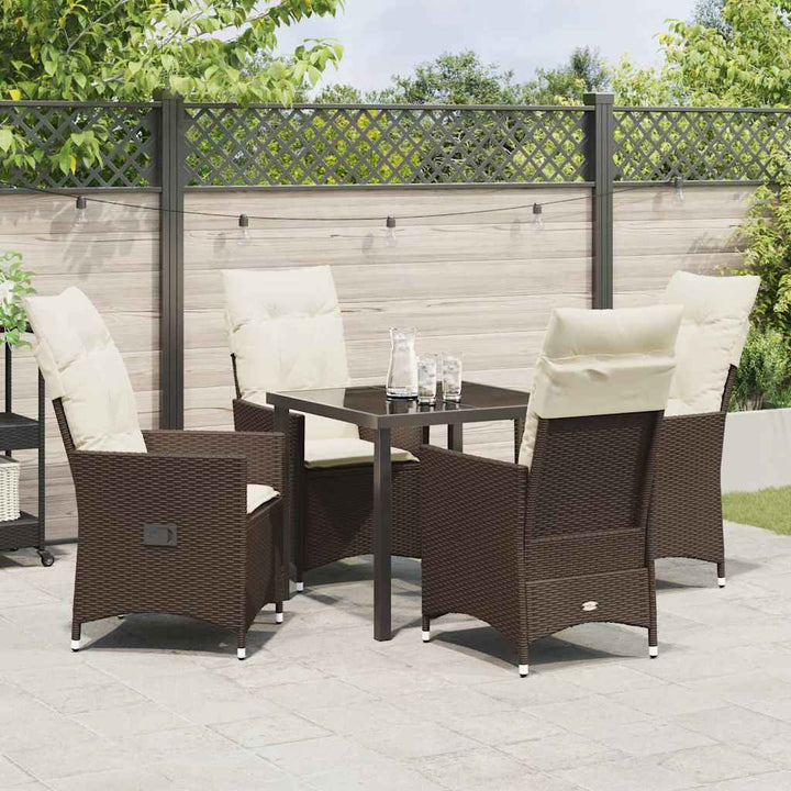 Have Spisebordssæt med pude 5 pcs Brun polyrattan