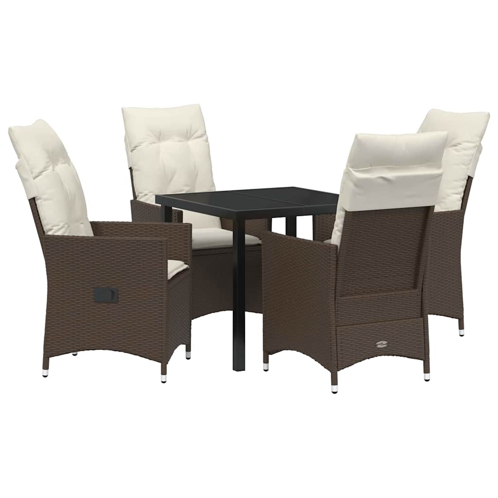 Have Spisebordssæt med pude 5 pcs Brun polyrattan