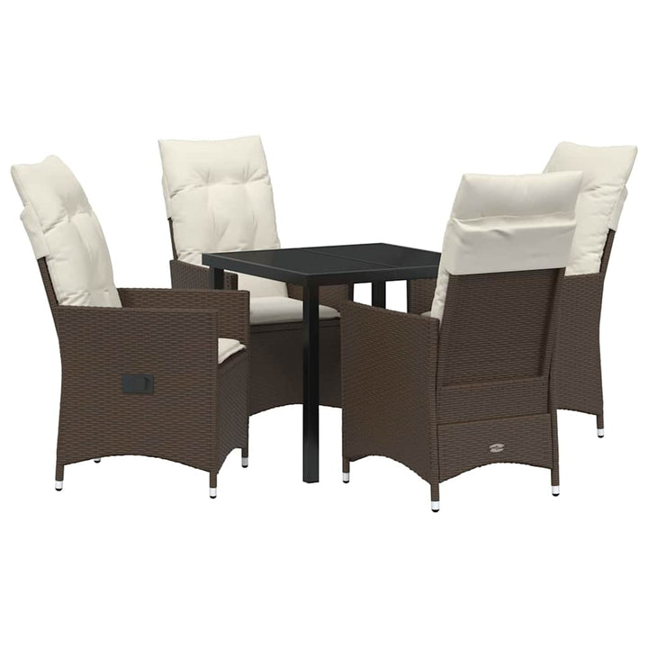 Have Spisebordssæt med pude 5 pcs Brun polyrattan