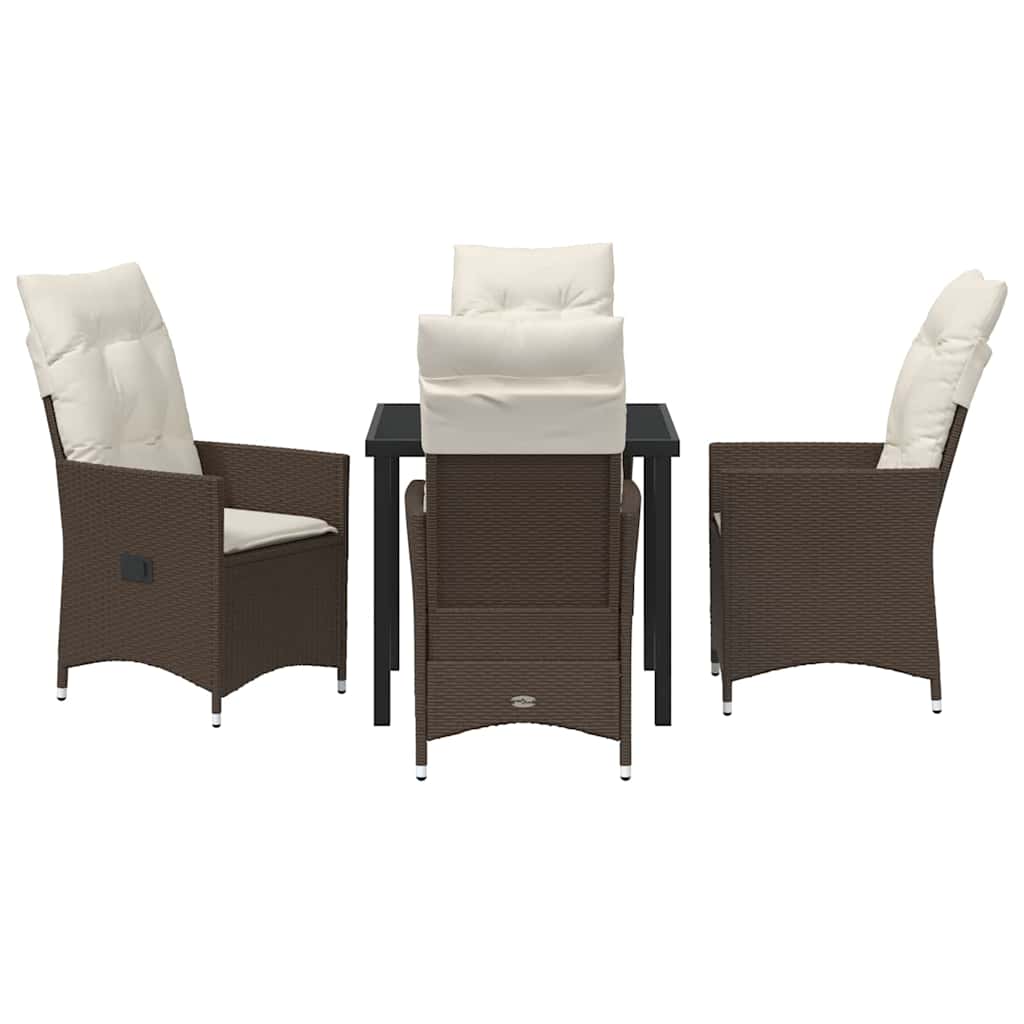 Have Spisebordssæt med pude 5 pcs Brun polyrattan