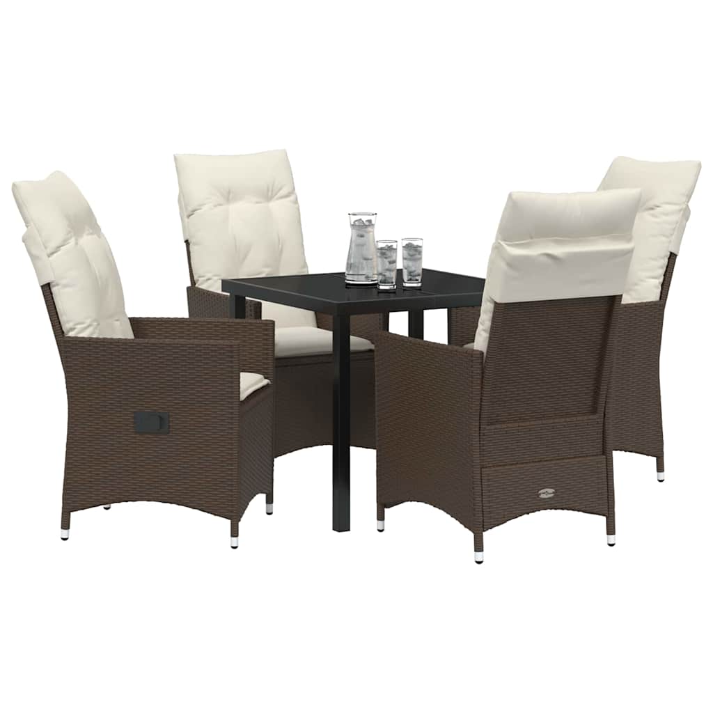 Have Spisebordssæt med pude 5 pcs Brun polyrattan