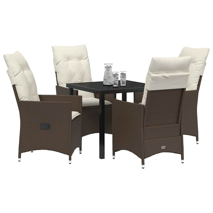 Have Spisebordssæt med pude 5 pcs Brun polyrattan