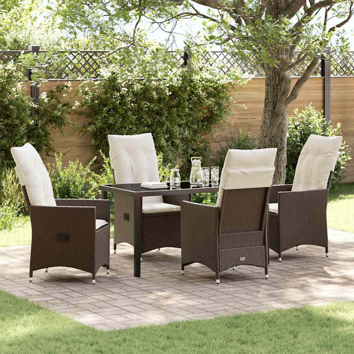 Have Spisebordssæt med pude 5 pcs Brun polyrattan