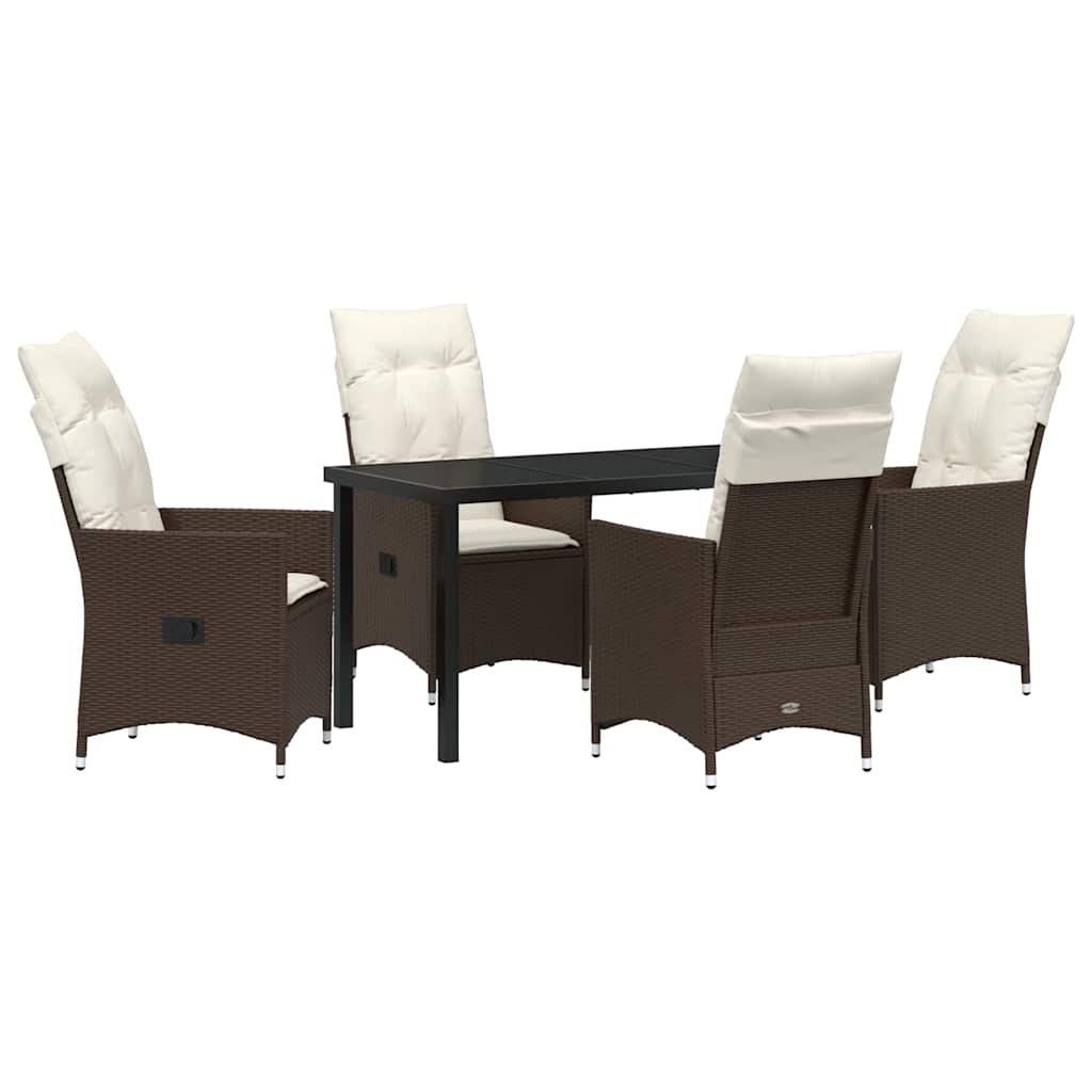Have Spisebordssæt med pude 5 pcs Brun polyrattan
