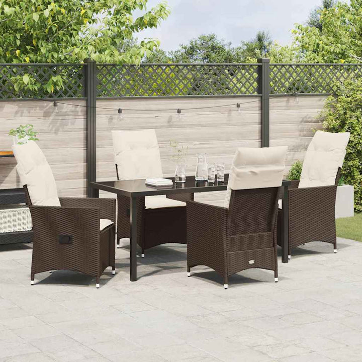 Have Spisebordssæt med pude 5 pcs Brun polyrattan