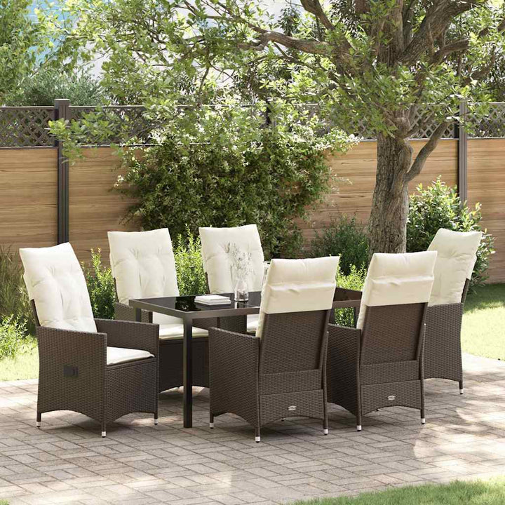 Have Spisebordssæt med pude 7 pcs Brun polyrattan