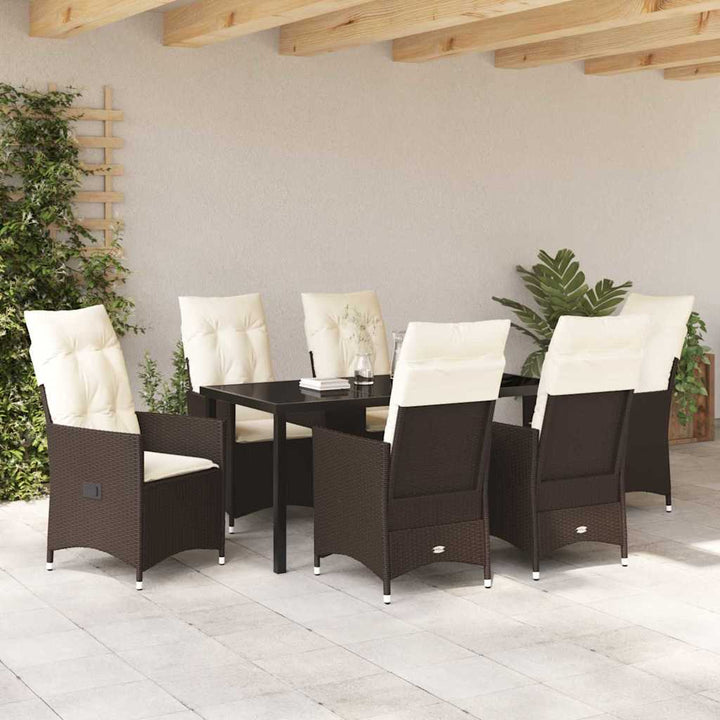 Have Spisebordssæt med pude 7 pcs Brun polyrattan