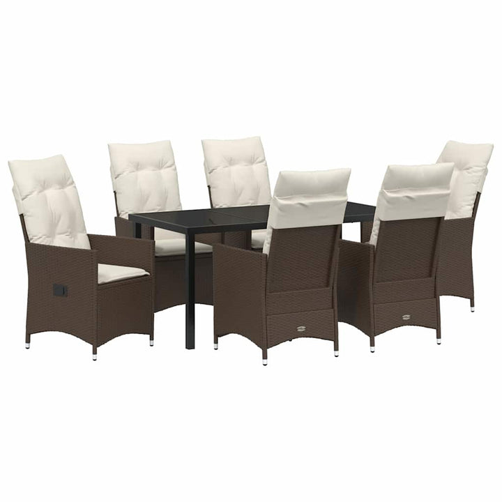 Have Spisebordssæt med pude 7 pcs Brun polyrattan