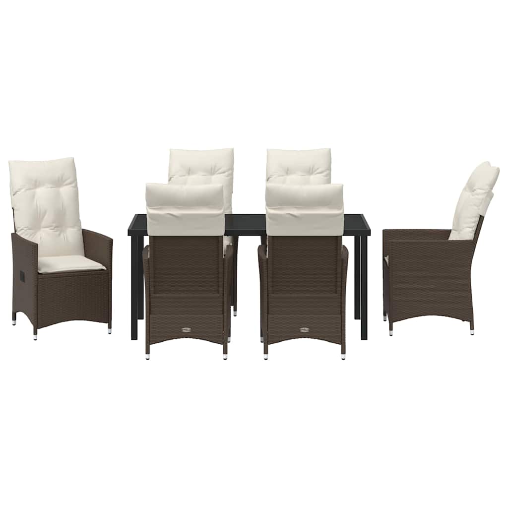 Have Spisebordssæt med pude 7 pcs Brun polyrattan