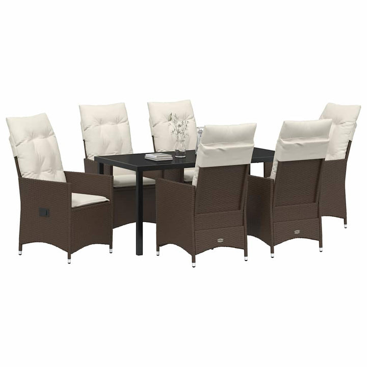 Have Spisebordssæt med pude 7 pcs Brun polyrattan