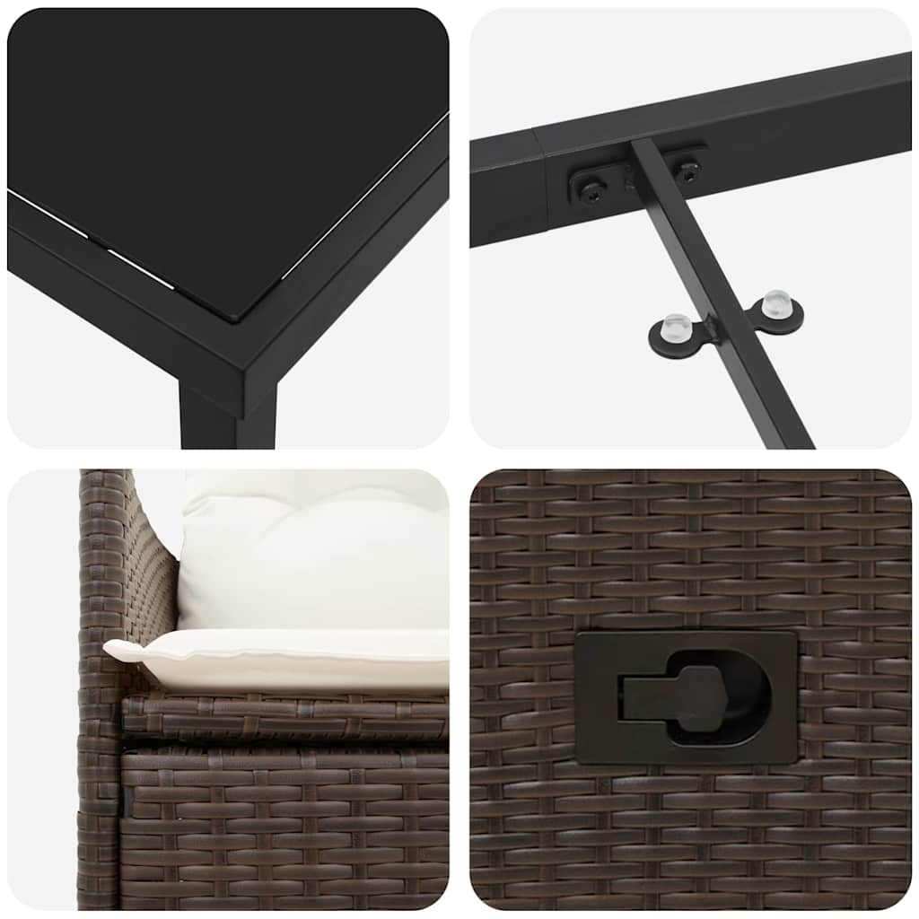 Have Spisebordssæt med pude 7 pcs Brun polyrattan