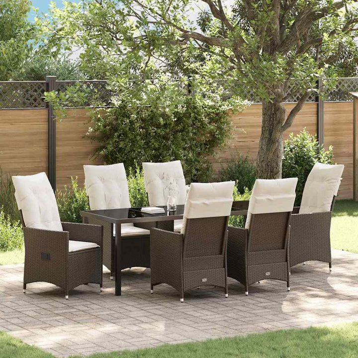 Have Spisebordssæt med pude 7 pcs Brun polyrattan