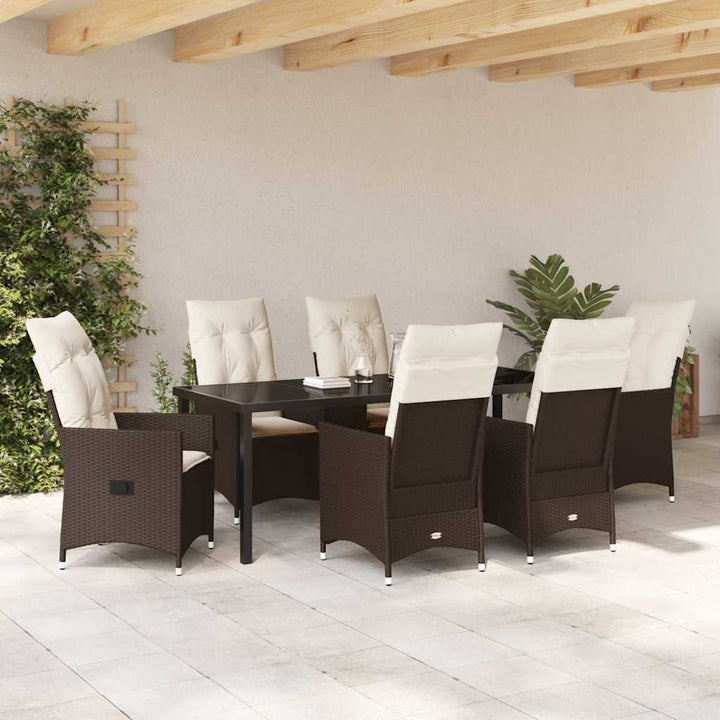 Have Spisebordssæt med pude 7 pcs Brun polyrattan