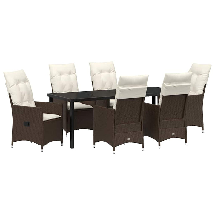 Have Spisebordssæt med pude 7 pcs Brun polyrattan