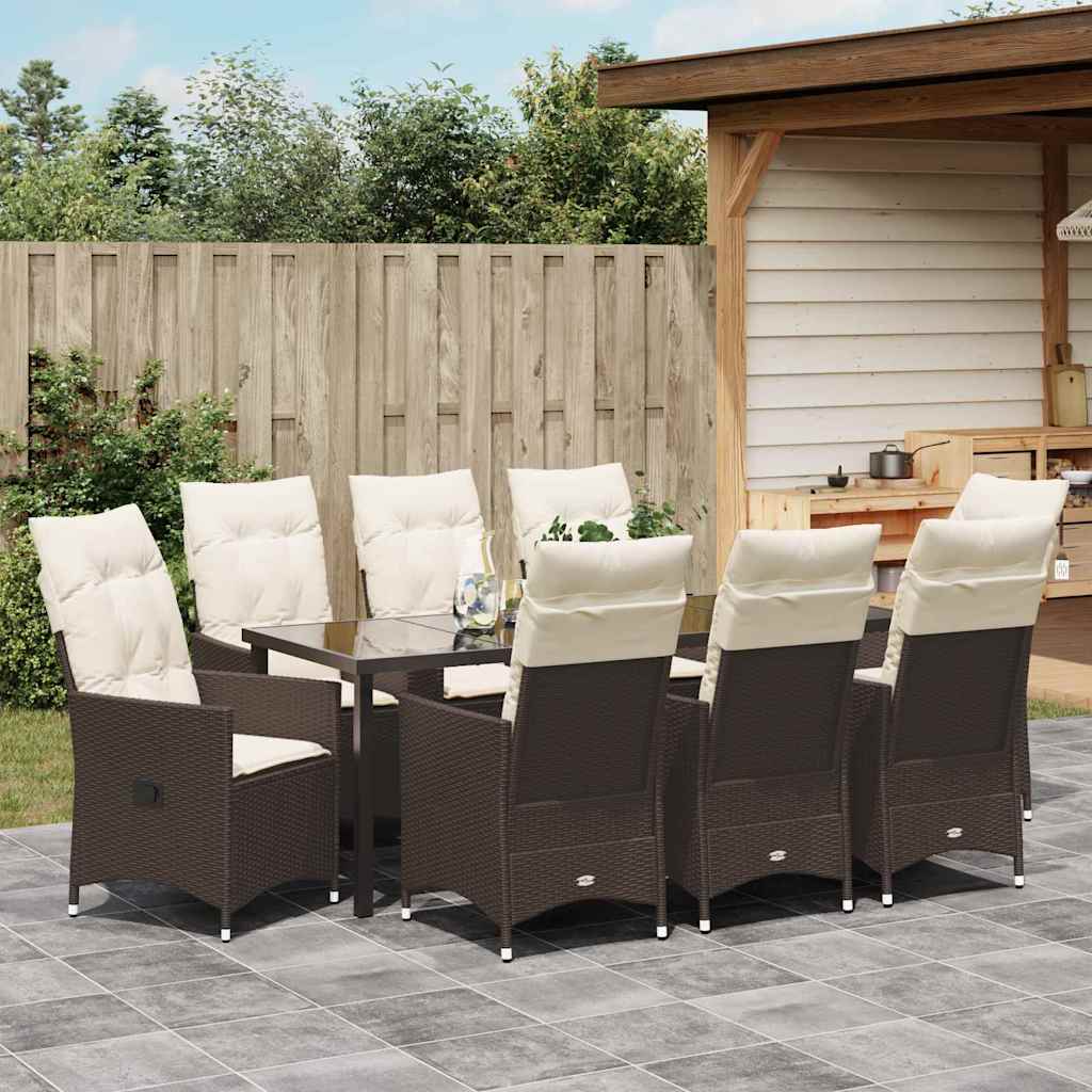 Have Spisebordssæt 9 pcs Brun polyrattan