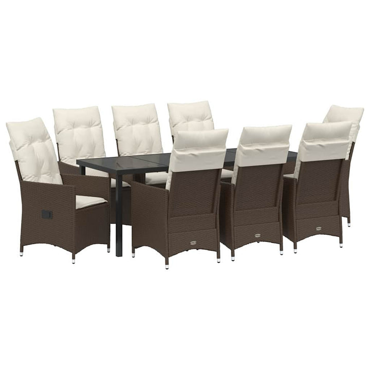 Have Spisebordssæt 9 pcs Brun polyrattan