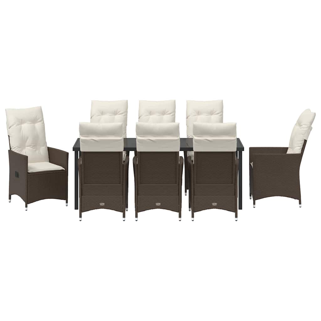Have Spisebordssæt 9 pcs Brun polyrattan