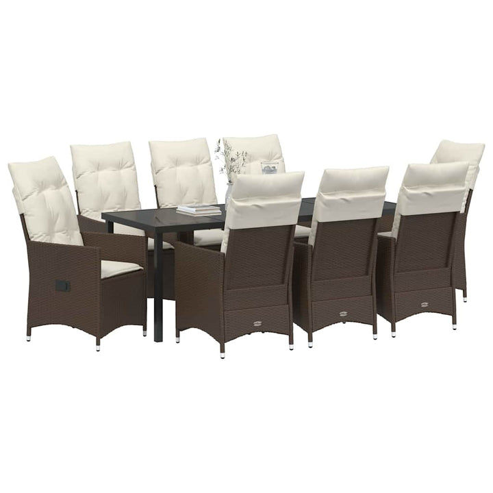 Have Spisebordssæt 9 pcs Brun polyrattan