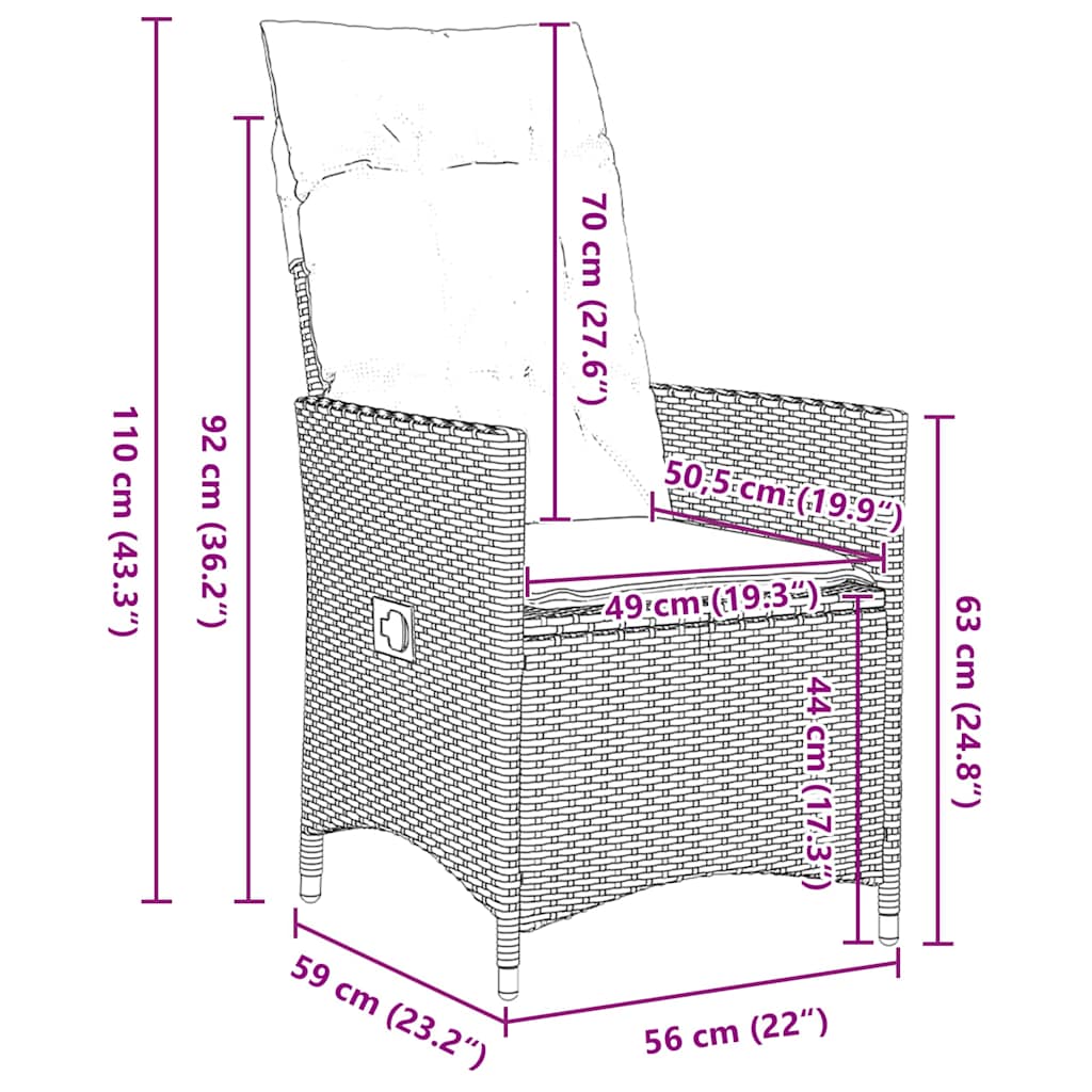 Have Spisebordssæt 9 pcs Brun polyrattan