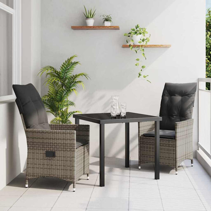 Have Spisebordssæt med pude 3 pcs Grå polyrattan