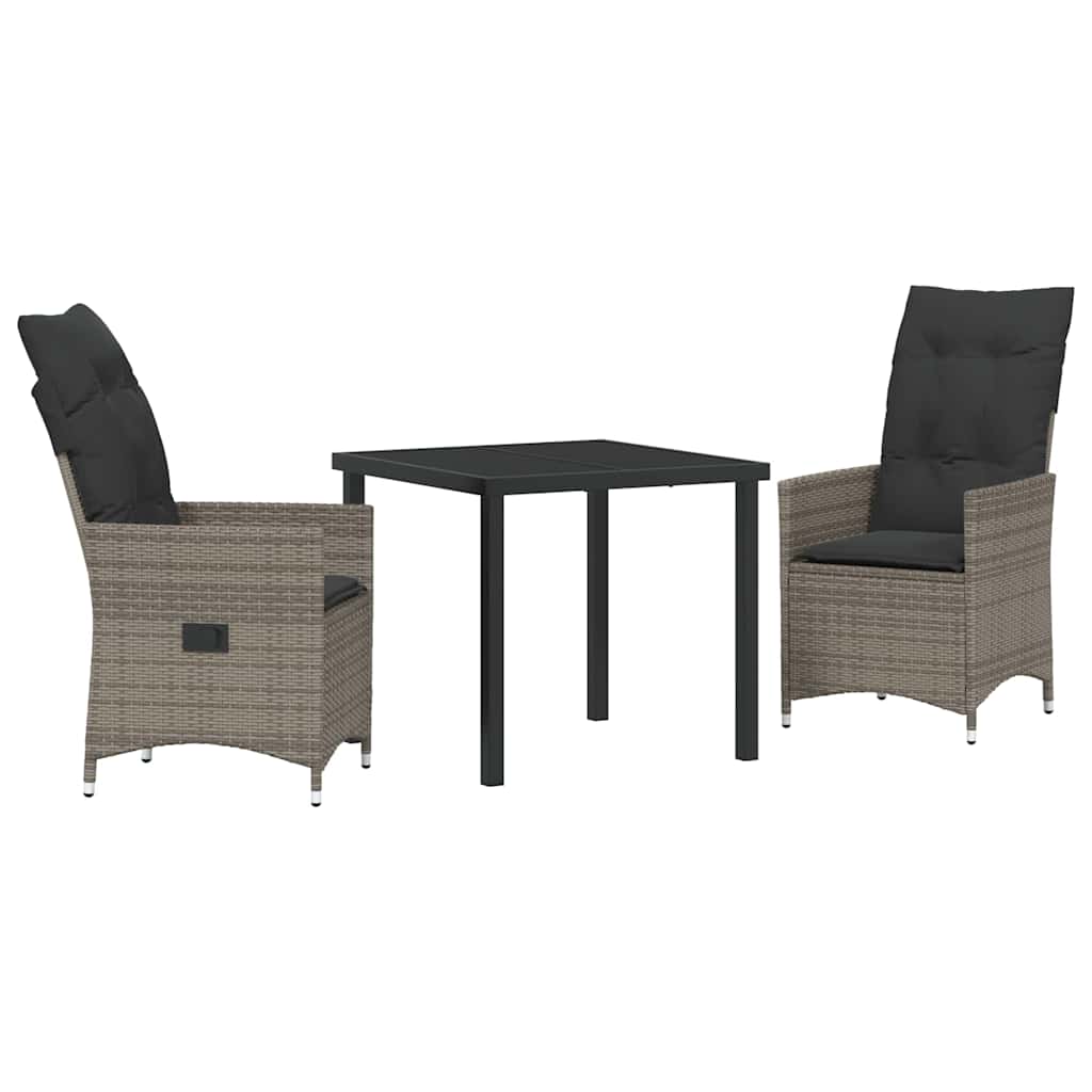 Have Spisebordssæt med pude 3 pcs Grå polyrattan