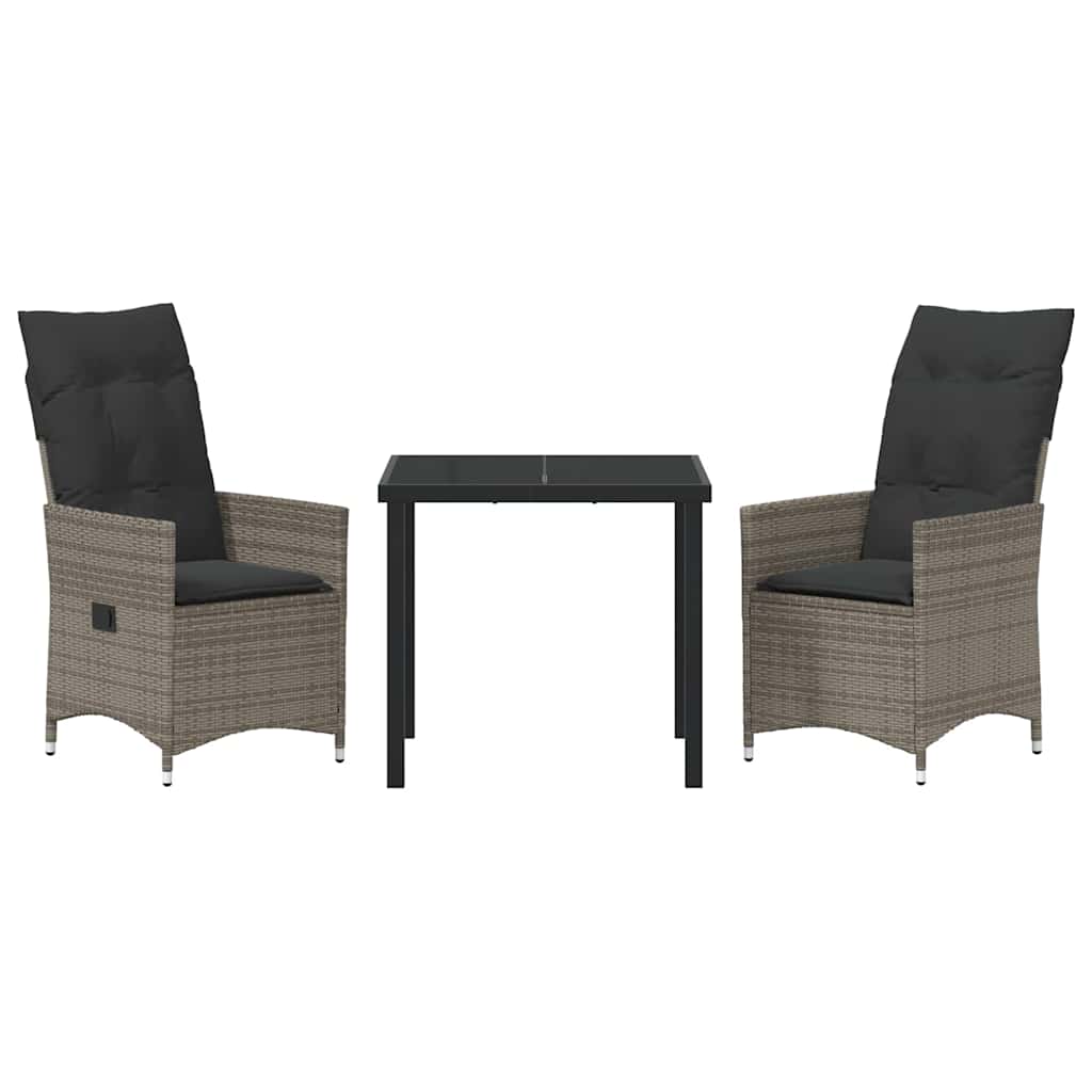 Have Spisebordssæt med pude 3 pcs Grå polyrattan