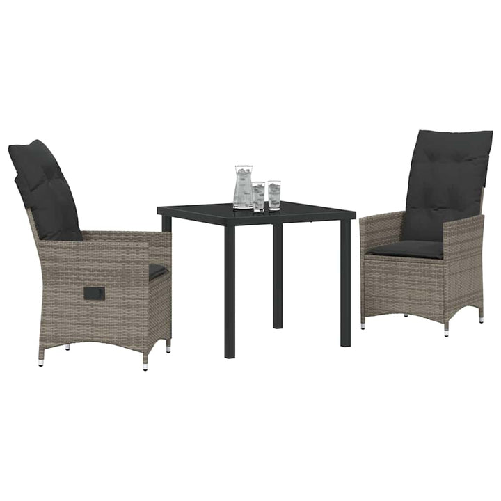 Have Spisebordssæt med pude 3 pcs Grå polyrattan