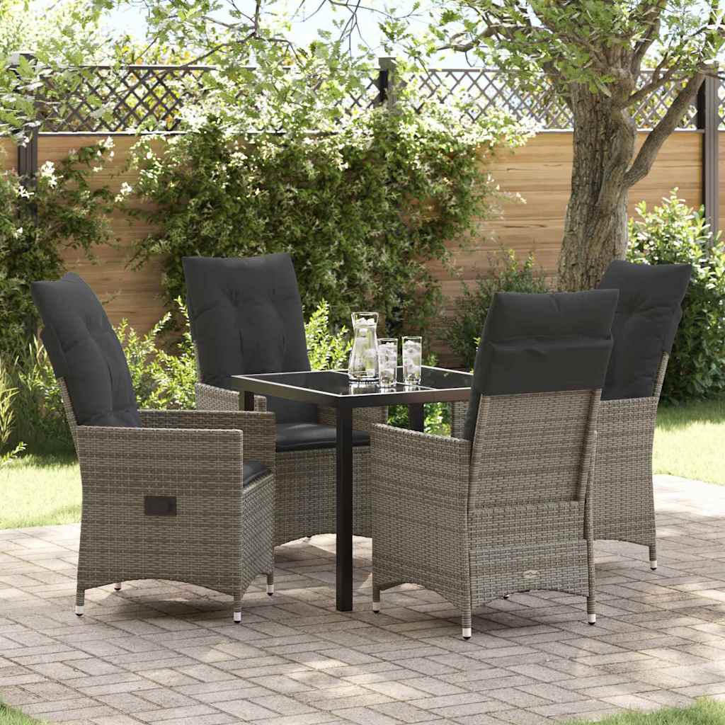 Have Spisebordssæt med pude 5 pcs Grå polyrattan