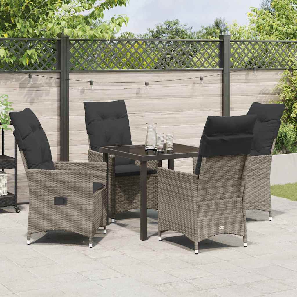 Have Spisebordssæt med pude 5 pcs Grå polyrattan