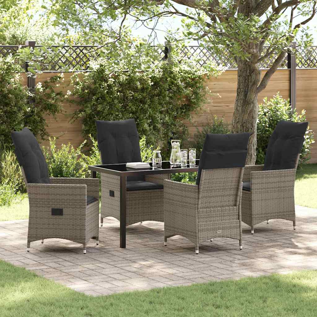 Have Spisebordssæt med pude 5 pcs Grå polyrattan