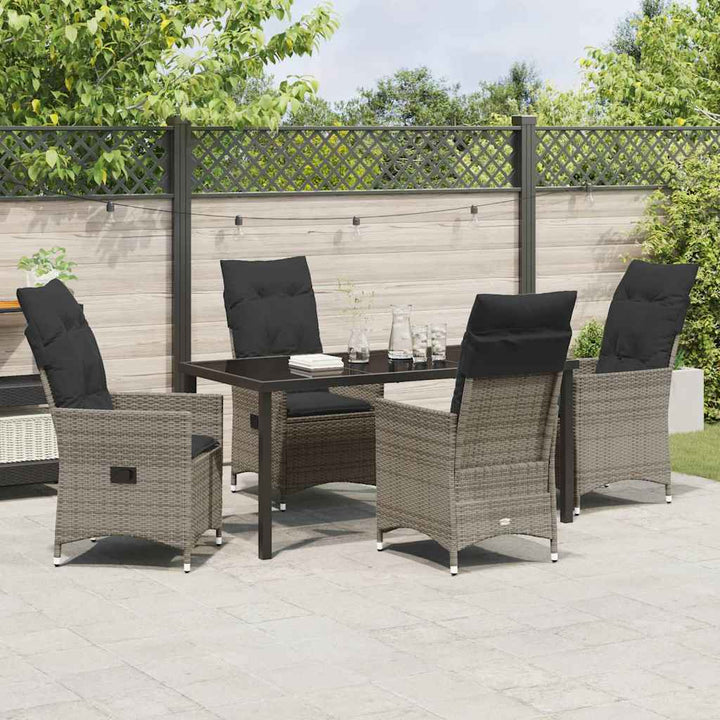 Have Spisebordssæt med pude 5 pcs Grå polyrattan