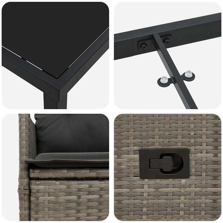 Have Spisebordssæt med pude 7 pcs Grå polyrattan