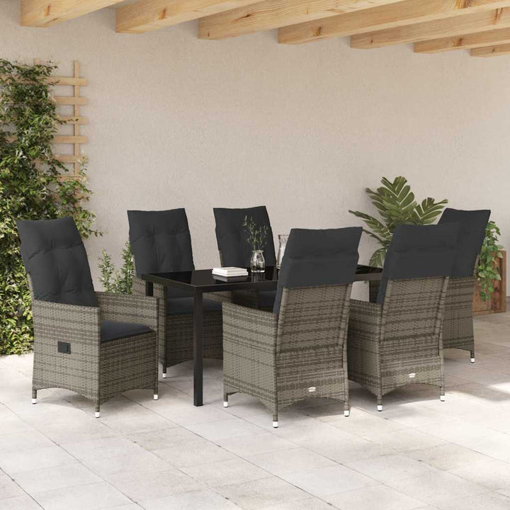 Have Spisebordssæt med pude 7 pcs Grå polyrattan