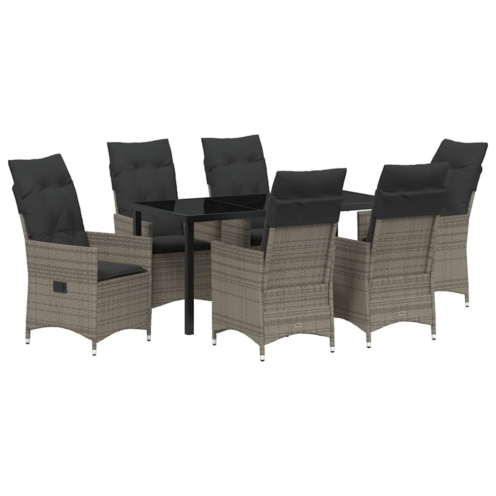 Have Spisebordssæt med pude 7 pcs Grå polyrattan
