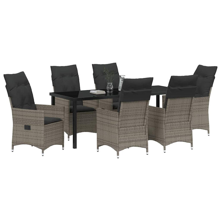Have Spisebordssæt med pude 7 pcs Grå polyrattan