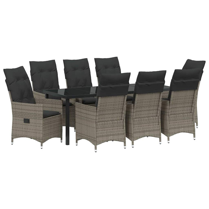 Have Spisebordssæt med pude 9 pcs Grå polyrattan