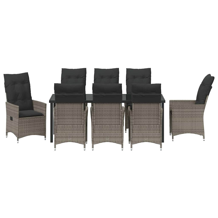 Have Spisebordssæt med pude 9 pcs Grå polyrattan