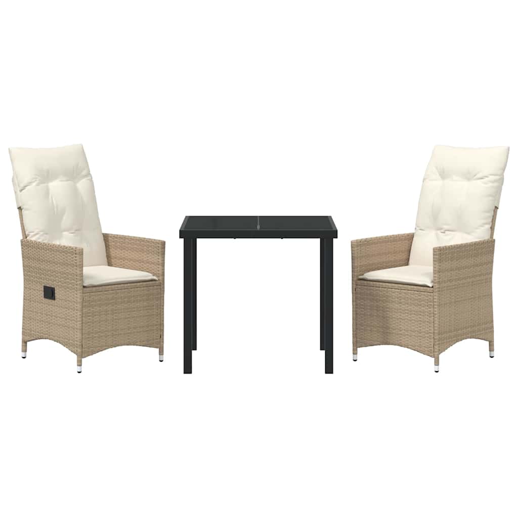 Have Spisebordssæt med pude 3 pcs Beige polyrattan