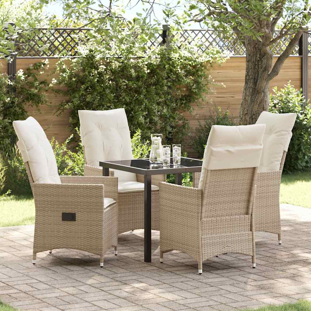 Have Spisebordssæt med pude 5 pcs Beige polyrattan