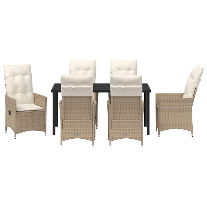 Have Spisebordssæt med pude 7 pcs Beige polyrattan