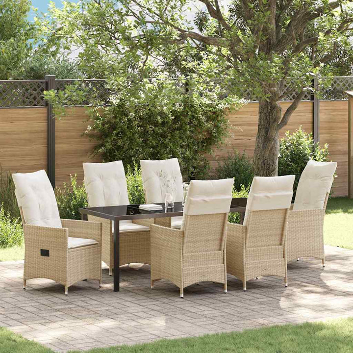 Have Spisebordssæt med pude 7 pcs Beige polyrattan